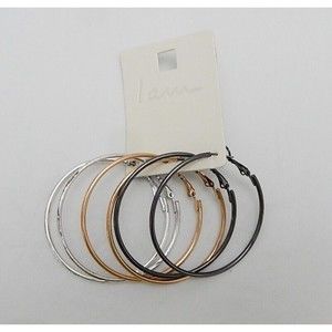 Beeline I Am Brand Hoop Earrings Hinged Round Costume Jewelry 3 Pairs